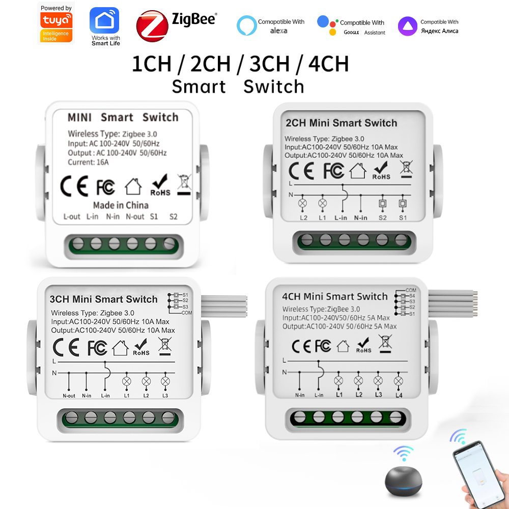 Smart Home Internet - Умный выключатель Tuya Zigbee 3.0, 1/2/3/4-клавишный