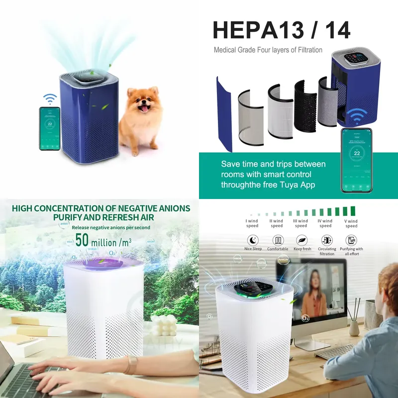 Smart Air Purifier - Портативный умный настольный очиститель воздуха с
