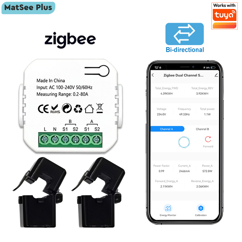 Smart Energy Monitor - Умный счетчик энергии ZigBee, двунаправленный, 1,